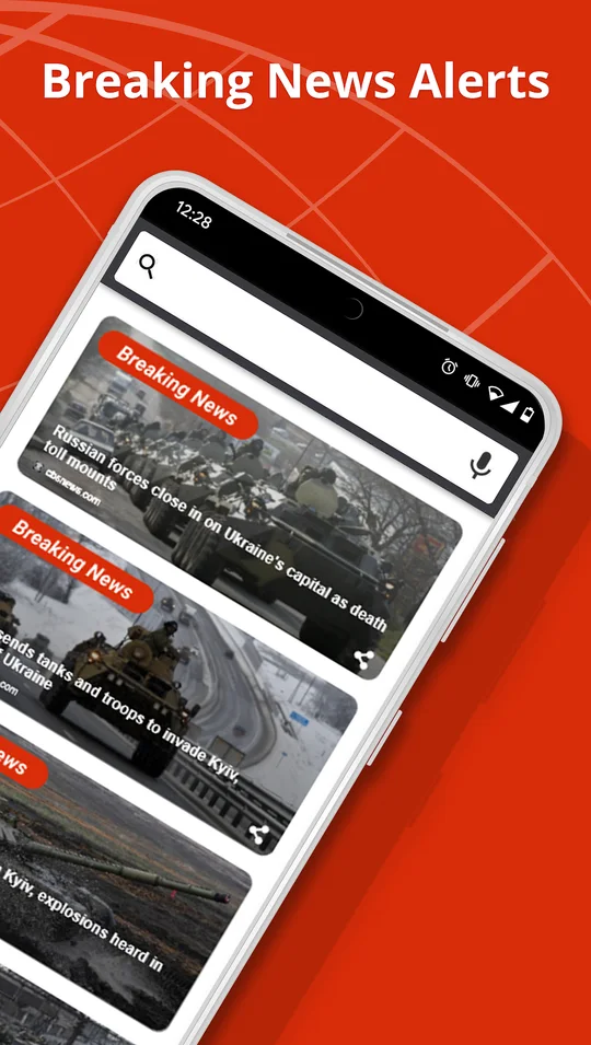 Breaking news alerts on the home screen